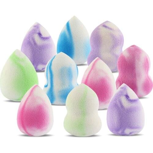 10pcs Making-up Tools with Dual-color Water Dropping Gourd Dry-wet Dual-purpose Powder Puff 6Teardrop + 4 gourds H1017