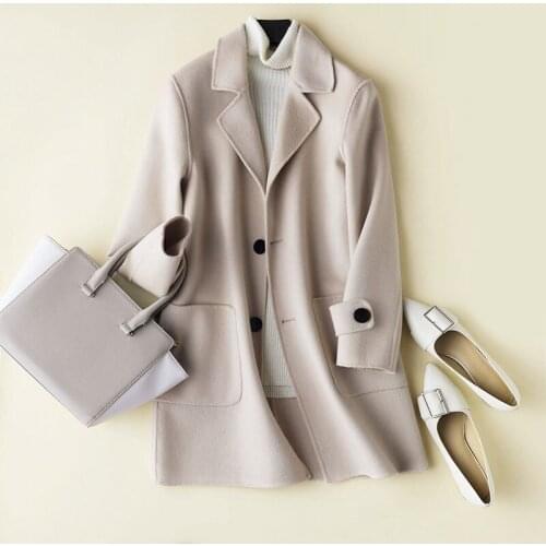 100% Wool Autumn Winter Jacket Men Handmade Double-side Woolen Coat Female Korean Vintage Pink Jackets LDR-B8 MY1925