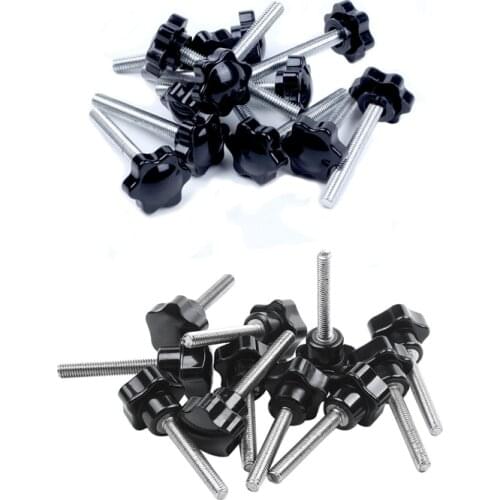 23X Black+Silver Spare Part Male Threaded Knurled Grip Star Knob, M6X45mm& M6 x 40mm