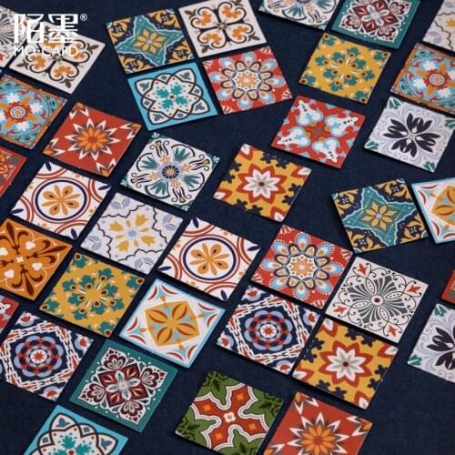 46Pcs/Pack Retro Brick Grid Plaid Thank You Mini Stickers Ablum Diary Scrapbooking Label School Supplies Bullet Journal n983