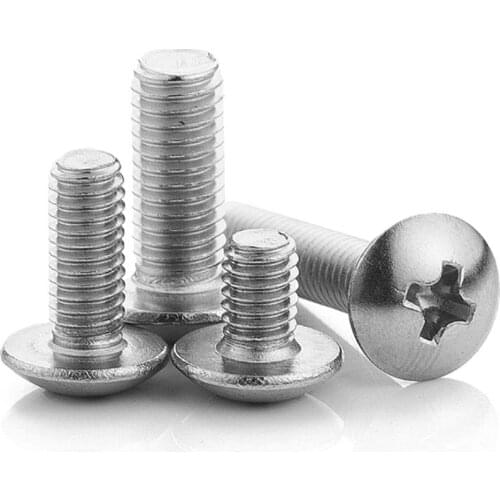 5/10/50pcs M3 M4 M5 M6 M8 304 A2-70 stainless steel JISB1111T Phillips Truss Head Large Flat Round Cross Screw Bolt L=4-65mm