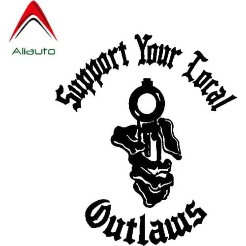 Aliauto Personality Vinyl Car Sticker Support Your Local Outlaws Accessories Sunscreen Waterproof Reflective Decal PVC,14cm*12cm