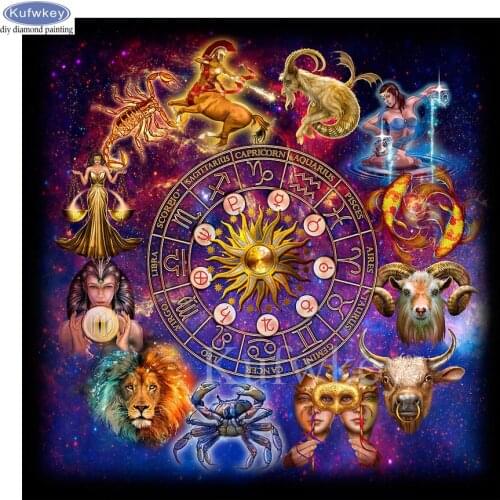 5D Diy diamond painting constellation 12 zodiac pattern embroidery painting rhinestones full square wall art picture home decor