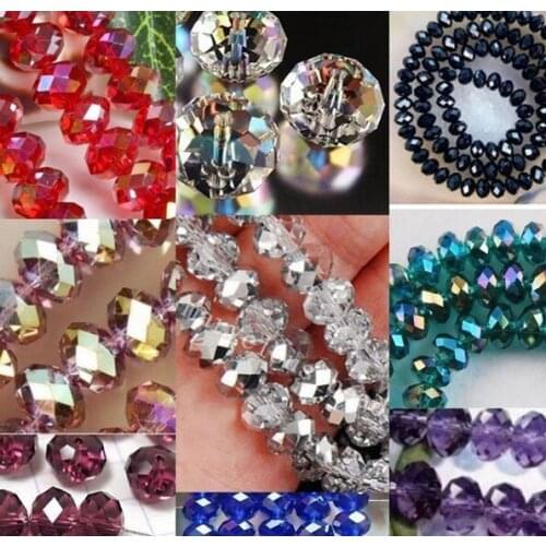 Fg34ng 4MM 6MM 8MM 10MM multicolor Mixed Glass Beads Faceted Rondelle oval Bead spacer new arrival crystal