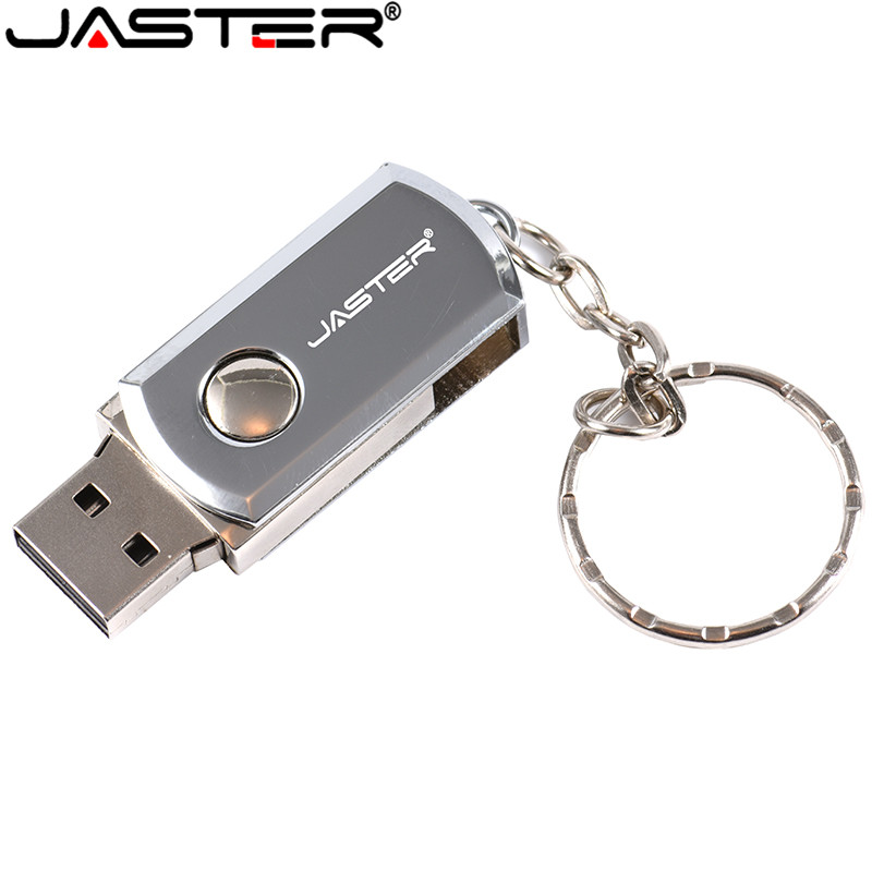 JASTER USB 2.0 Flash Drives Metal Key Chain 16GB 32GB 64GB 128GB Pendrives 4GB 8GB Pen Drives Memory Stick Free Custom LOGO
