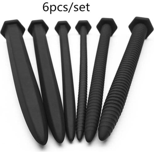 Hot sale! 6pcs / set silicone Thread sex toys for men Penis Plug Urethral Dilator Stimulation Horse Eye Urethral Insert Stick