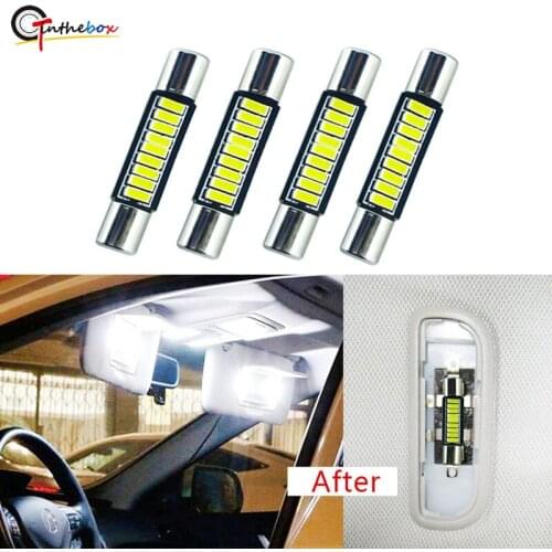 Gtinthebox 4pcs Extremely Bright 9-SMD 29mm 6614 LED Replacement Bulbs For Car SUV Truck Sunvisor Flips Vanity Mirror Lights