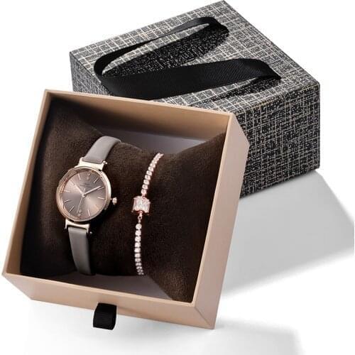 Fashion Crystal Bracelet Watches Set Female Luxury Diamond Quartz Women Watch Bangle Set Exquisite Box For Valentines Gift