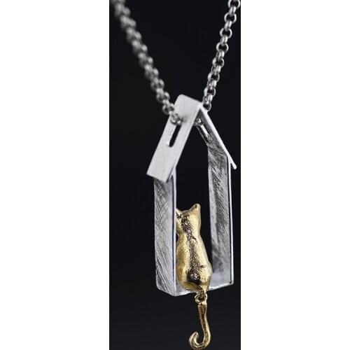925 sterling silver windowsill kitten pendant interesting tail active