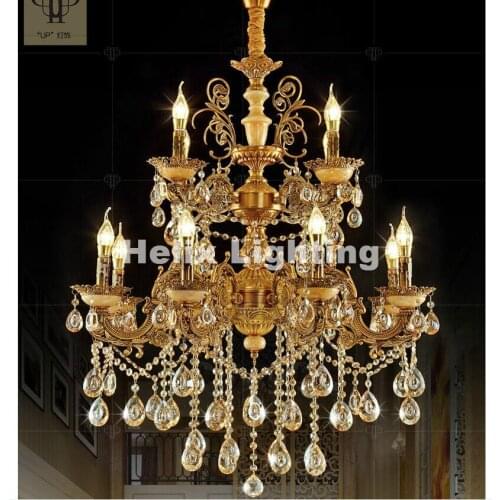 Brass Color European E14 Crystal Chandelier Living Room lustres Decoration Pendants AC Chandeliers Crystal Home Indoor Lighting