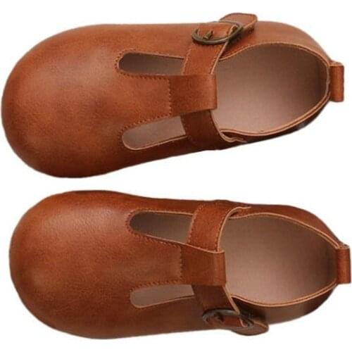 Genuine Leather Girls Loafers Causal Moccasins For Kids Non-slip Kids Boy Flat Heel Solid Color Shoes