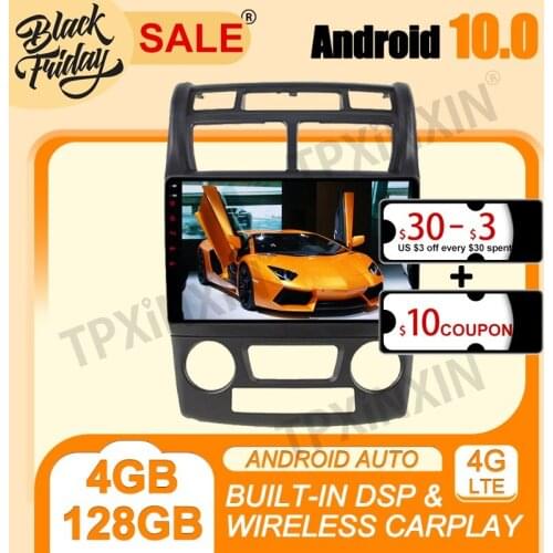 DSP Android 10.0 PX6 IPS Carplay 4+128G For KIA Sportage 2007-2010 Multimedia Player Auto Radio Tape Recorder GPS Navi Head Unit
