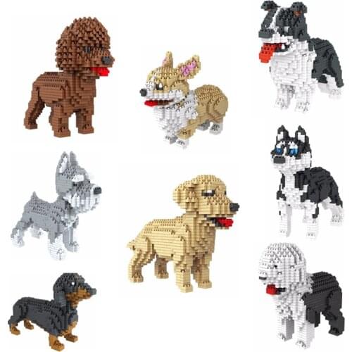 Pet nanobrick animal puppy micro diamond block Border Collie Sheepdog corgi Golden Retriever HUSKY Dachshund dog build brick toy