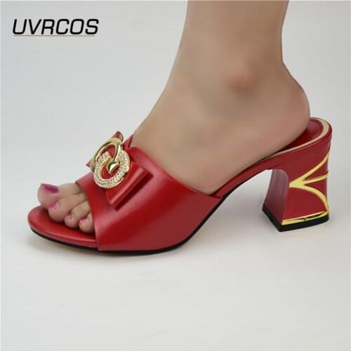 Latest Design African Women Slipper Luxery Shoes Women Comfortable Women Shoes for Parties Low Heels Italian Women Wedding Pumps