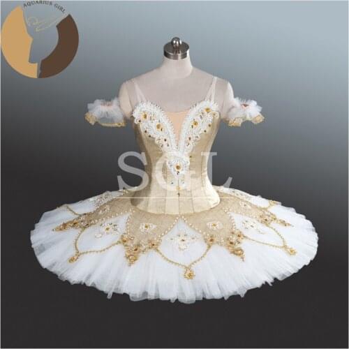 2017 New Tutu Adult Gold Color Costumes Ballet Tutus For Show Child Size Nutcracker Girls Pancake For Dance Competiton AT1240