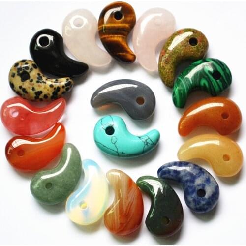 Hot Pretty Good Quality Latest Cashew Comma Hook Stone Natural Stone Pendants charms for diy Jewelry making 20Pcs/Lot Wholesale