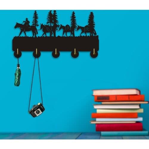 Cowboy Riding Horse Hanging Wall Hook Wildlife Forest Creative Personalised Coat Hat Hanger Robe Towel Hooks Key Hooks