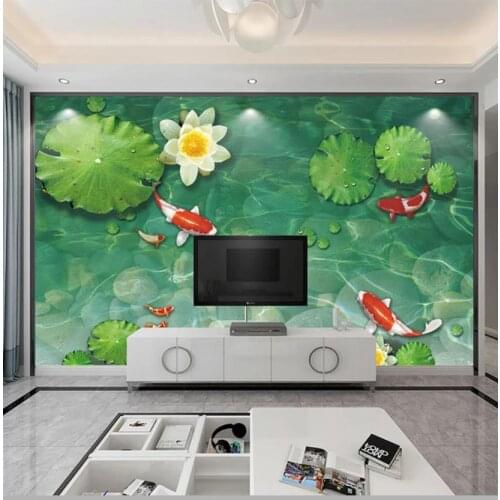 Custom photo wallpapers 3d wall murals wallpaper Modern rural style goldfish river bottom lotus mural TV background wall papers