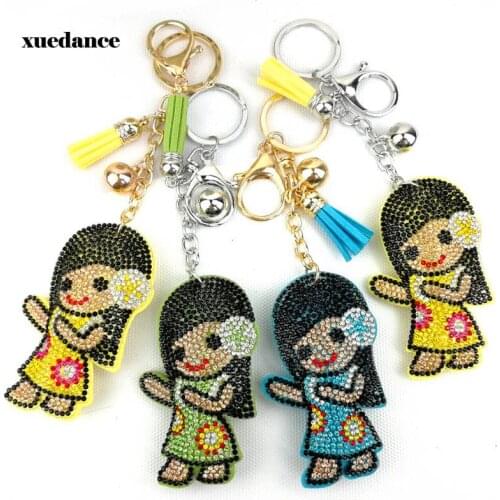 Pretty girl with dress rhinestone keychain 4 colors new fashion charm key chain pendant a nice gift