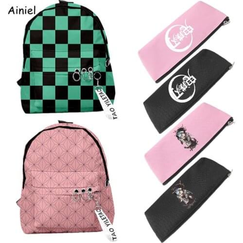Demon Slayer Cosplay Kimetsu no Yaiba Backpack Travel Canvas Bag Kamado Tanjirou School Bags Girl Mochila Nezuko Notebook Bag