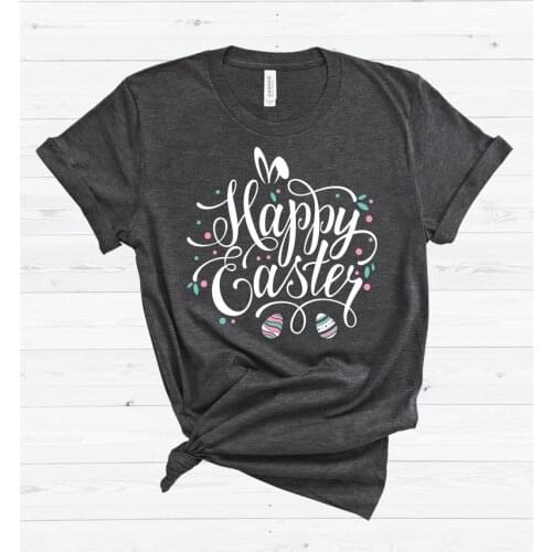 Happy Easter Shirt Day Bunny Tee Egg Rabbit Short Sleeve Tees Fashion 100%Cotton O Neck Female Clothing Plus Size Casual Shirts