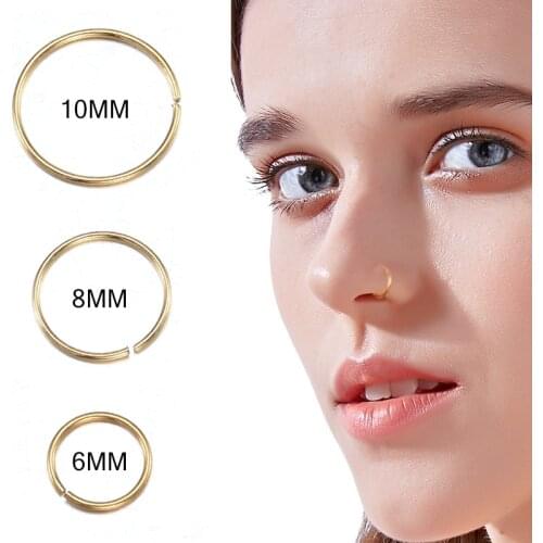 3Pcs/Set Steel Thin Small Nose Ring Hoop Cartilage Piercing Studs Sanwood 0.8mm