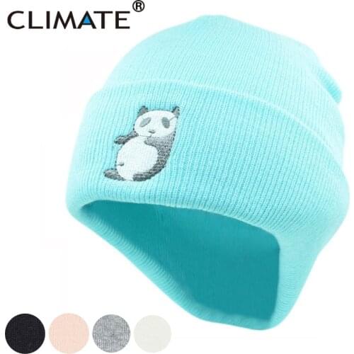 CLIMATE Panda Beanie Hat Women Girls Winter Warm Hat Lovely Cute Warm Hip Hop Knitted Hat Beanie For Adult Women Girls Teenagers