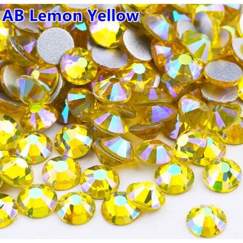 SS3-SS30 10 Sizes Citrine AB Flat Back Nail Art Deco Non hotfix Rhinestones for Rhinestone & Decoration Crystal Glue On Ston