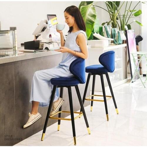 Light Luxury Solid Wood Bar Chair American Leisure High Footed Stool Northern Europe Bar Chair Modern Simple Home Back Chair