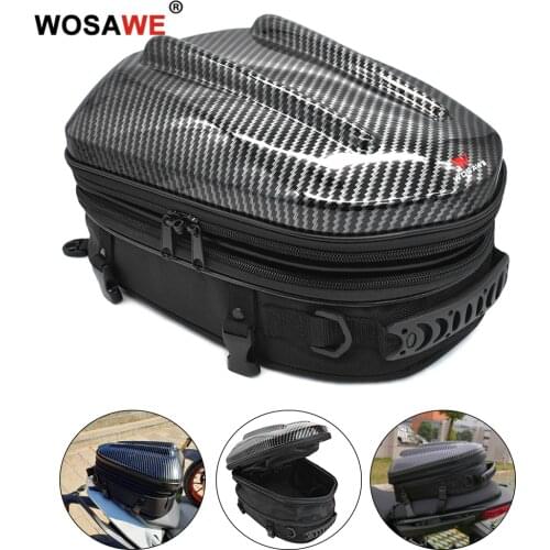 WOSAWE Motorcycle Tail Bag Waterproof Rear Seat Helmet Bag Motorbike Backpack Extended Luggage Back Seat Bag with Rain Cover