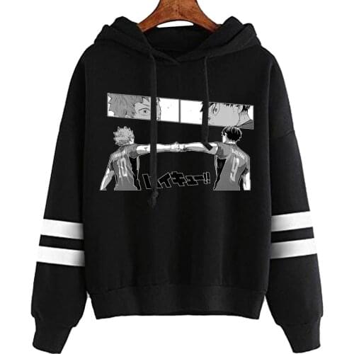 Haikyuu Anime Hoodie Sweatshirt Male Casual Hoodies Manga Shoyo Volleyball Creative Pullover Long Sleeve Striped Hoodies