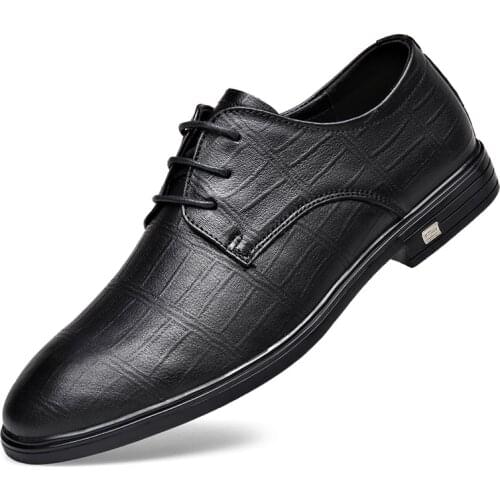 Business Mens Genuine Leather Shoes Breather Casual Shoes For Men Luxury Leather Dress Shoes Men Massage Mid-sole Men Shoes