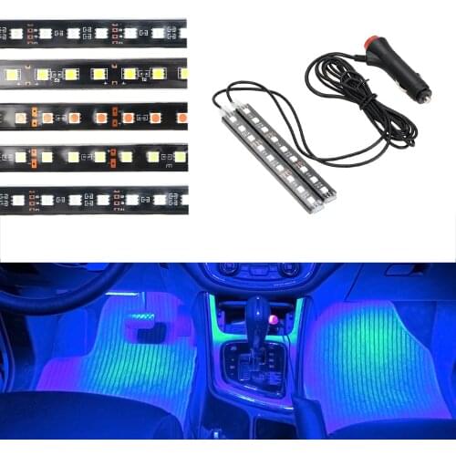 Interior Decorative Lamp Cigarette Lighter Adapter Car-Styling 2pcs Car LED Dash Floor Foot Strip Light Auto Atmosphere Lamps
