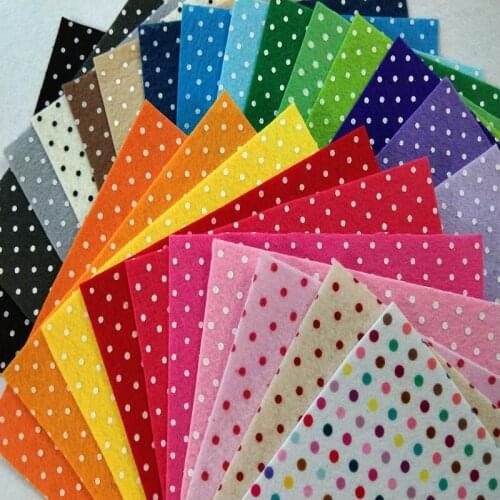 ZYOKRA Dot Printed Felt Fabric Polka dot 25 MIX COLORS DIY non-woven felt 14cm X 14cm great Promotion handcraft