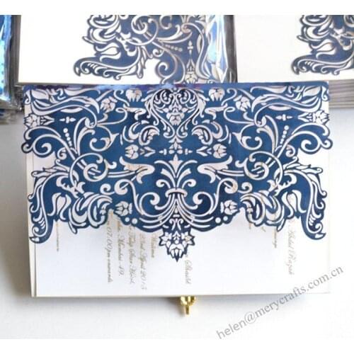 Royal blue and white wedding decoration,pocket wedding invitation/greeeting card for marrige gifts