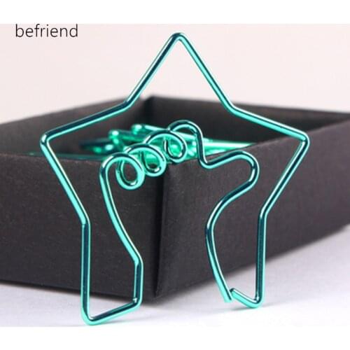 Clip pin shaped paper clip bookmark green star paper clips