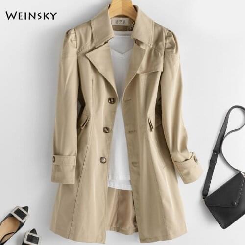 Women Casual Style Solid Color Windbreaker And Outwear Fashion Sashes Office Coat Design Trench
