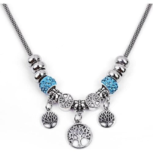Tree of Life Vintage Bead Chain Necklace 2020 Crystal Charm Choker Necklace for Women Pulsera Jewelry charms Wholesale