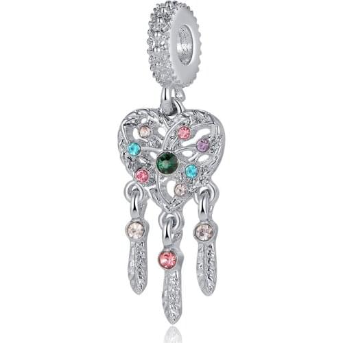1Pcs New Color Dream Catcher Pendant DIY Beads Suitable for Original Pandora Charm Bracelet Ladies Jewelry Making Gifts