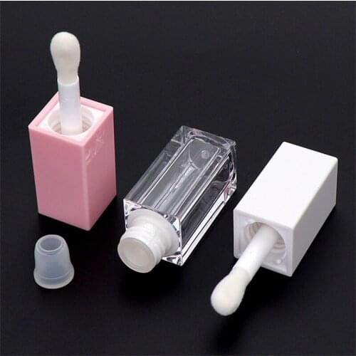 10/25pcs 5ml Empty Transparent Lip Gloss Tubes Square Cosmetic Concealer Doe Foot Wand Tube Pink White Lip Balm Big Brush Bottle