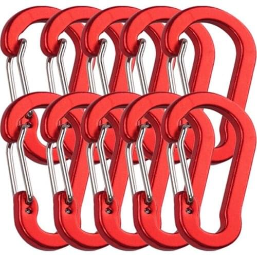 10pcs Carabiners Aluminum Alloy D Carabiner Spring Snap Clip Hooks Keychain Climbing Carabiner for Keys Camping Tools
