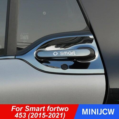 2pcs Car Door Handle Wrist Shell Cover Sticker Knob Scratch Protector Carbon Fiber Case For New Smart fortwo 453 Car Accessories