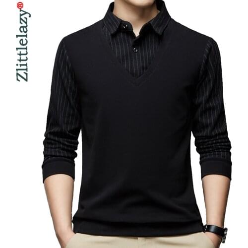 2021 fake two pieces fashion designer mens clothes polo shirts for men shirt long sleeve tops tee shirt luxury men clothing 9056