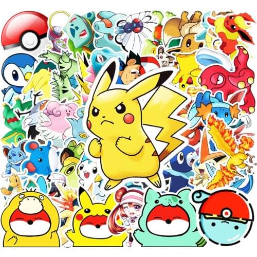 50pcs Pokemon Stickers Waterproof Laptop Skateboard Guitar Motorcycle Luggage Kawaii Graffiti Pikachu Sticker Aesthetic Kids Toy