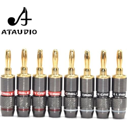 8 PCS ATAUDIO 24K Gold Plated Copper Zinc Alloy Banana Plug Speaker Adapter Screw Audio Video Banana Jack