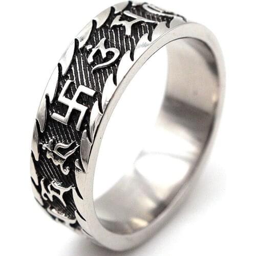 AsJerlys Mantra Heart Sutra Ring Six-character Mens Womens Stainless Steel Couple Rings Domineering Personality Dropshipping