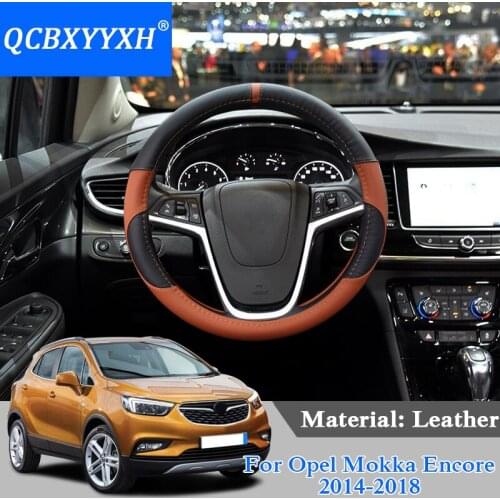 QCBXYYXH Car Styling For Opel Mokka Encore 2014-2018 Steering Wheel Covers Leather steering-wheel Cover Interior accessory