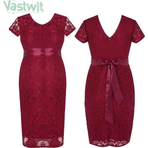 Maternity Floral Lace Overlay V-neck Short Sleeve Wedding Dress Pregnancy Formal Evening Party Dresses For Photo Shoot Pregnant