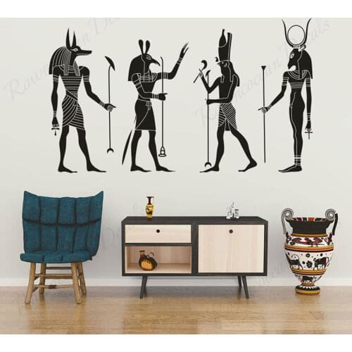 Egyptian Cultural Decoration Ancient Egypt Gods Wall Sticker Vinyl Home Decor Living Room Anubis Ra Seth Apis Wall Decals 4607