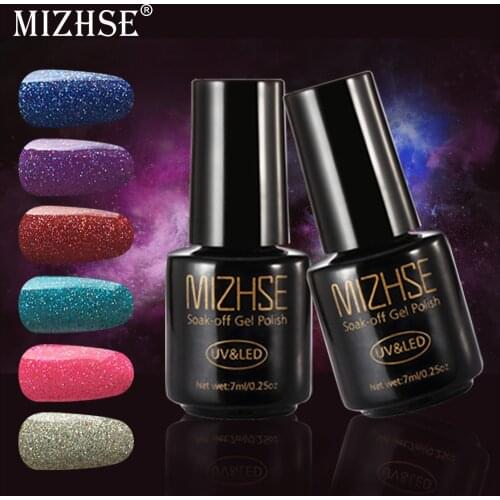 MIZHSE Neon Pigment Glitter Shining Gel Nail Polish UV Gel Holographic Sequins Soak Off Esmalte Permanente Gel Lak For Nails